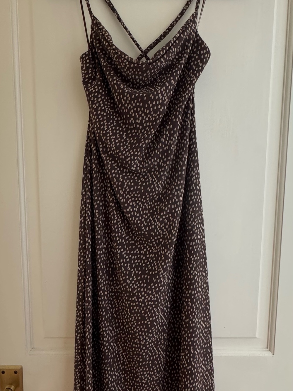 KIRIOUS Cowl-Neck Midi Strappy Slip Dress